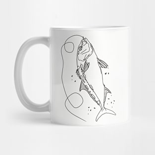 monochrome lineart illustration of a hooked samsons fish Mug